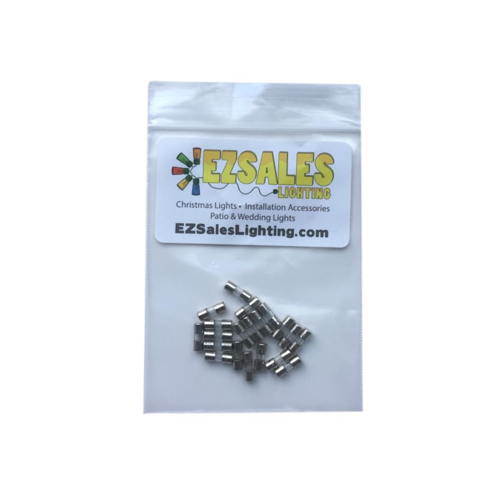EZLS Mini Fuses for Christmas Lights - 3A 125V, 20 Pack, Ideal for Holiday