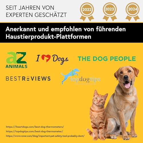 iProven Fieberthermometer Hund, Katze & Pferd – Präzises Hunde Fieberthermometer, genauen Fiebermessung, flexibler Spitze, wasserdicht, schnelle Messung 20 Sekunden, für Wurf und Tierarztbedarf