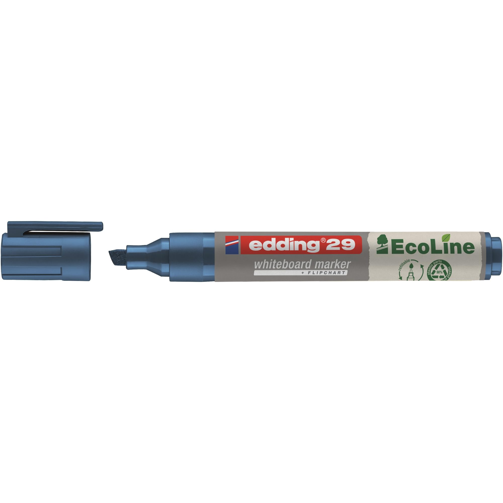 edding 29 Ecoline whiteboard marker - blue - 1 whiteboard pen - chisel tip 1-5 mm - whiteboard pen dry wipe - for whiteboards, flipcharts, pinboards, memo boards - sketchnotes - refillable