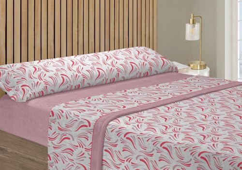 Wueps Juego de Sábanas de Pirineo Térmico Deluxe | 100% Poliéster Suave y Cálido | Incluye Bajera Ajustable (hasta 2 Metros), Encimera y Funda de Almohada (Fucsia, 135cm)