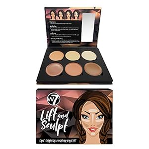 W7-Lift-Sculpt-Cream-Contour-Palette-6-Professional-And-Long-Lasting-Cream-Formulas-Multiple-Shades-For-Color-Matching-And-Defining-Contour-Bronzer-And-Highlight-Shades W7 Lift & Sculpt Cream Contour Kit - Concealing, Highlighting & Contouring Makeup Palette - Step-by-Step Instructions Included