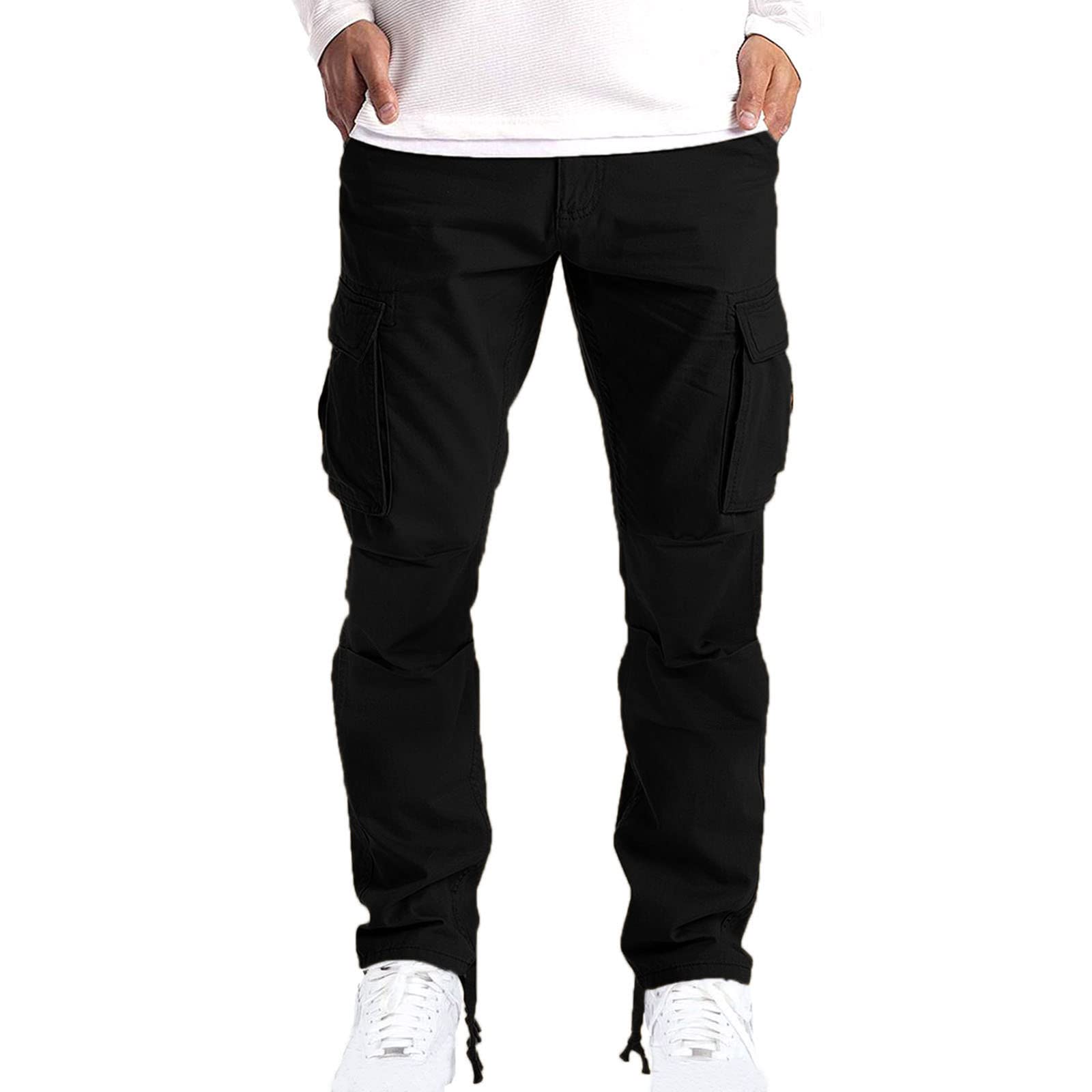 Muscularfit Cargo Pants for Men Big and Tall Elastic Waist Cotton Loose  Straight Sweatpants Causal Joggers Hiking Athletic