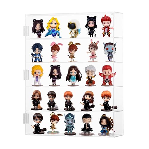 Famard 5 Tiers Acrylic Dust-Proof Display Cabinet for Mini Funko Pop Figures, Clear Wall Mounted or Desktop Action Figure Display Case for Collectibles by Famard - Used condition - US$62.16
