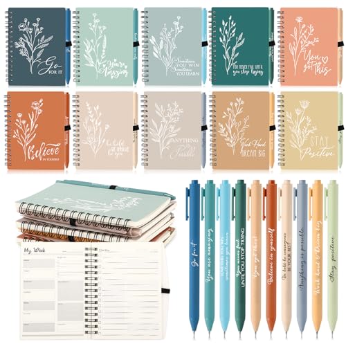 Resurhang 40 Pcs 20 Sets Christmas Employee Appreciation Gifts Bulk Inspirational Small Spiral Notebooks Pens Mini Pocket Journals Thank You Appreciation Gifts Bulk for Coworkers Staff Team, Healing
