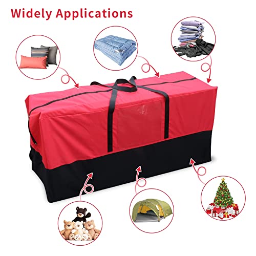Navtue Waterproof Christmas Tree Storage Bag- Fits Up 10 Ft Tall Artificial Trees-68Inch X 20Inch X 30Inch-600D Oxford Material Durable Reinforced Handles & Dual Zipper&Transparent Pocket, Red #TOP5