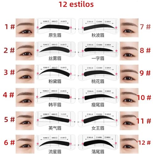 84/60 Pairs Lazy Quick Eyebrow Stickers 12 Styles Eyebrow Card Template Eyebrow Aids Guide Tattoos Makeup Tools Adjustable (60pcs) - Image 2