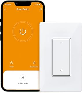 ORVIBO Smart Switch, WiFi Smart Light Switch Compatible with Alexa and Google Home, Single Pole Switch Neutral Wire Required, No Hub Required, 2.4GHz WiFi, 1 Pack