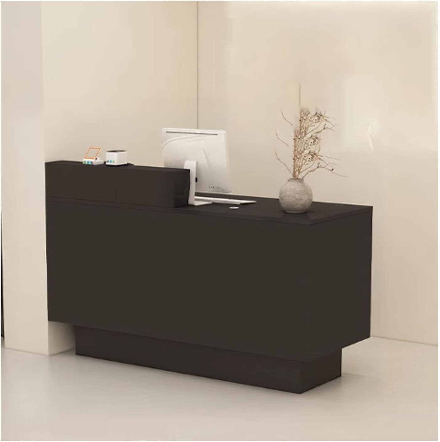 Reception Desk with Counter Drawers & Storage Shelves, Reception Room Tables，Front Desk Reception Counter,Modern Checkout Counter with Storage, for Store Hotel Offic