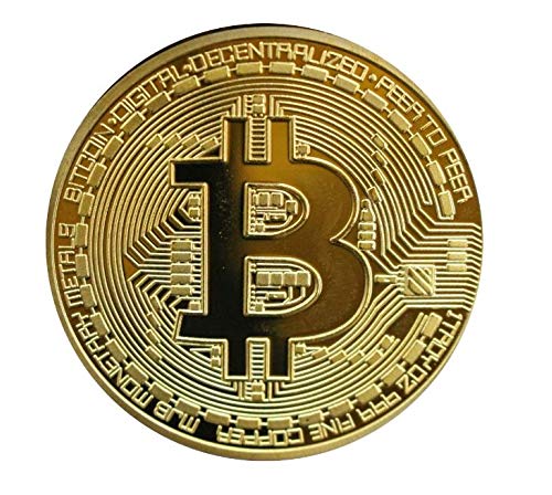 Promotech 24-Karat vergoldete 45 mm Durchmesser Bitcoin Münze Sammlerstück in Münzkapsel für jeden Kryptowährung BTC Fan