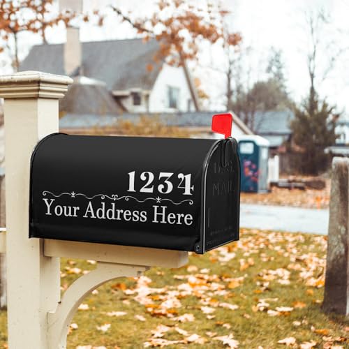 Image of Harooni Personalized Custom Mailbox Covers Magnetic Standard Size 18x21 Inch Custom Numbers Street Mailbox Wraps Customized House Address Numbers Post Letter Box Cover for Home Gadern Decor
