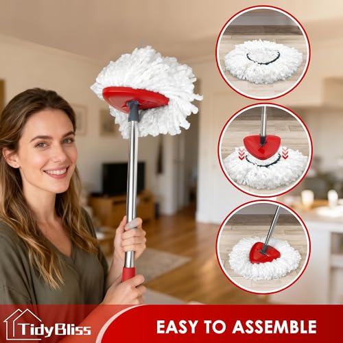 TidyBliss Spin Mop Replacement Heads 2 Pack with Triangle Base and 58 inches Long Handle for O-Cedaar EasyWring 1 Tank System by TidyBliss - Image 5