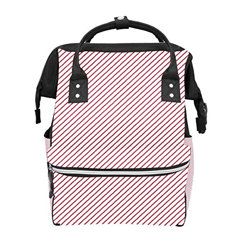 Reise-Wickeltasche, rot gestreift, multifunktional, Babytasche, Reiserucksack, funktionelle Schultasche für Damen und Herren