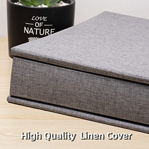 Honeytolly Large Photo Album Self Adhesive 4X6 5X7 3X5 8.5X11 Scrapbook Magnetic Album Diy Scrap Book Length 13 X Width 12.8 (Inches) 120 Sticky Pages Linen Cover Diy Photo Album (Grey) #TOP4