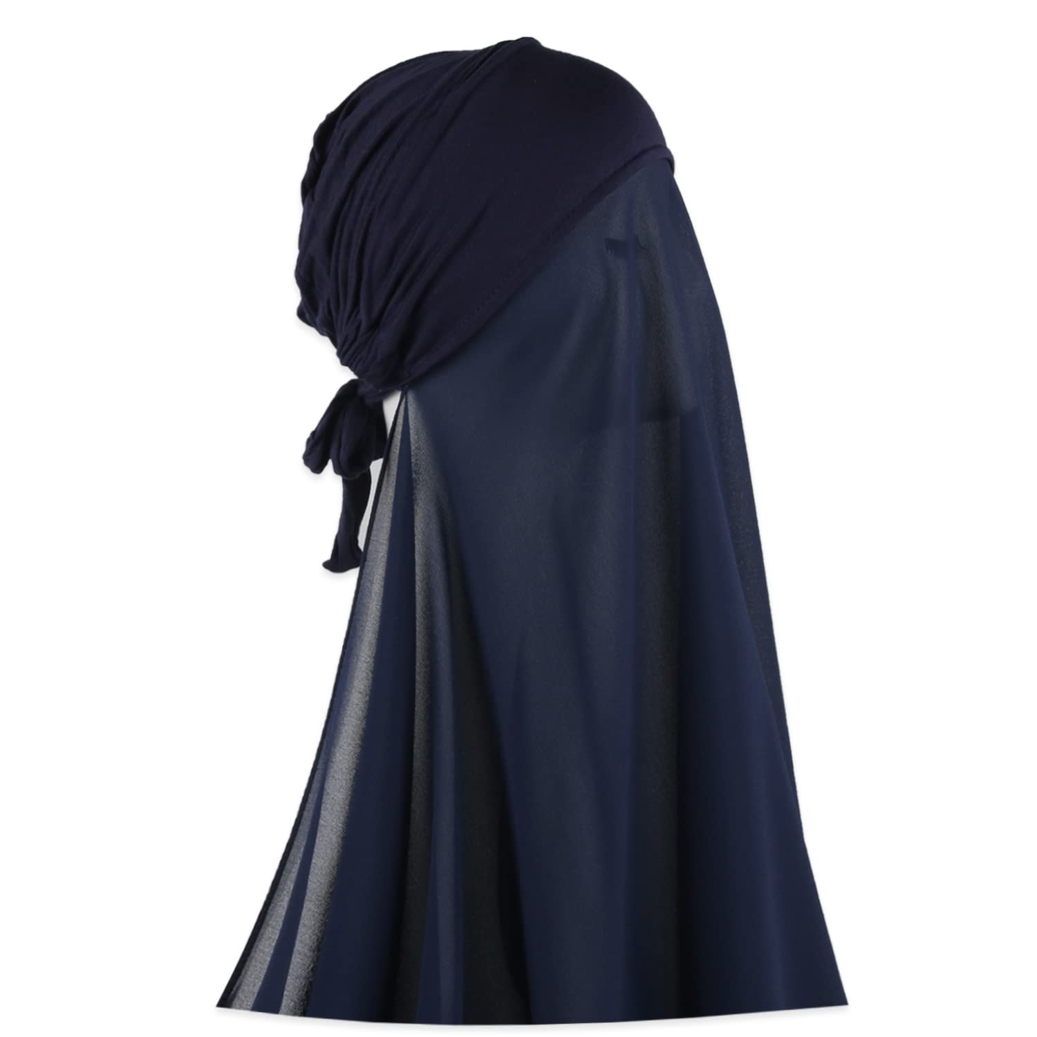 Faticinfa Instant Chiffon Hijab with Tie Back Under Cap Solid Color Soft Chiffon Scarf With Hijab Inner Caps For Muslim Women