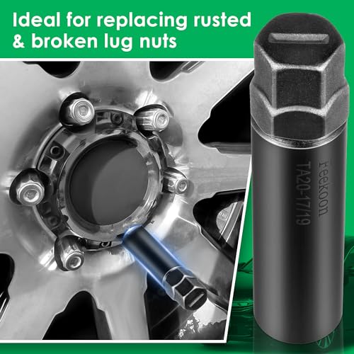 Feekoon 10 Spline Lug Nut Key Replacement for TA20-17/19, Compatible with Bimecc 10-Spline Lug Nut and Lug Bolts, Passenger w/ 17MM and 19MM Hex Drive, Steel(Black,1 Pack)
