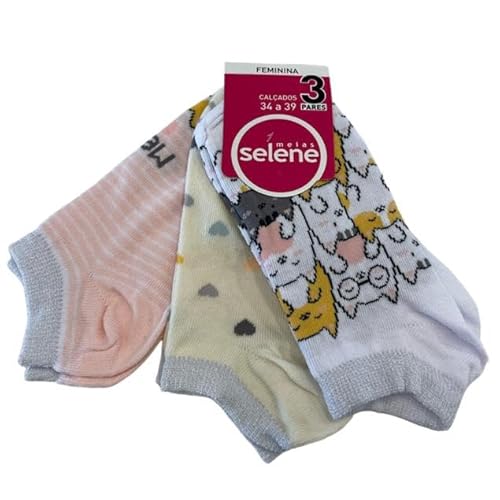 Kit 6 Pares Meia Feminina Cano Curto - Selene