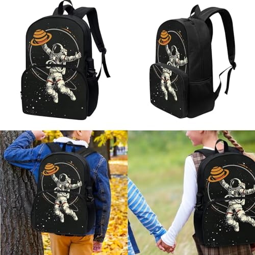 Astronaut Print Kids Backpack Set for School Boys Girls Space Preschool Bookbag with Reusable Lunch Bag Pencil Case, Toddler Backpack And Lunch Box Set3
