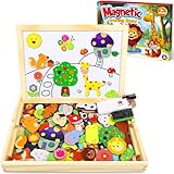 Jojoin 110 PCS Puzzle Magnetico Legno - Lavagna Animali Giocattolo per Bambini - Giochi Montessori - Educativi Puzzle Regalo Bambini Bambino 3 Anni