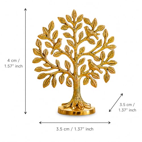 Image of eCraftIndia Pure Brass Kalpvriksh Tree with Birds | Kalpavriksha Tree of Life Showpiece for Home Decor Puja Temple Ornament | Vastu Feng Shui Items for Good Luck Gift for Housewarming Birthday