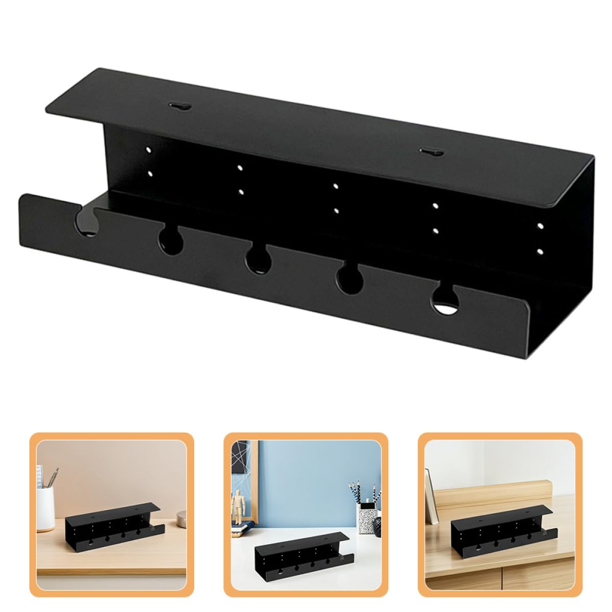 PRETYZOOM Organizador de Cables para Escritorio de 2 Piezas Estante Resistente Ps, Capacidad Grande y Múltiples Compartimentos para Gestión Debajo del Escritorio en Oficina o Estudio
