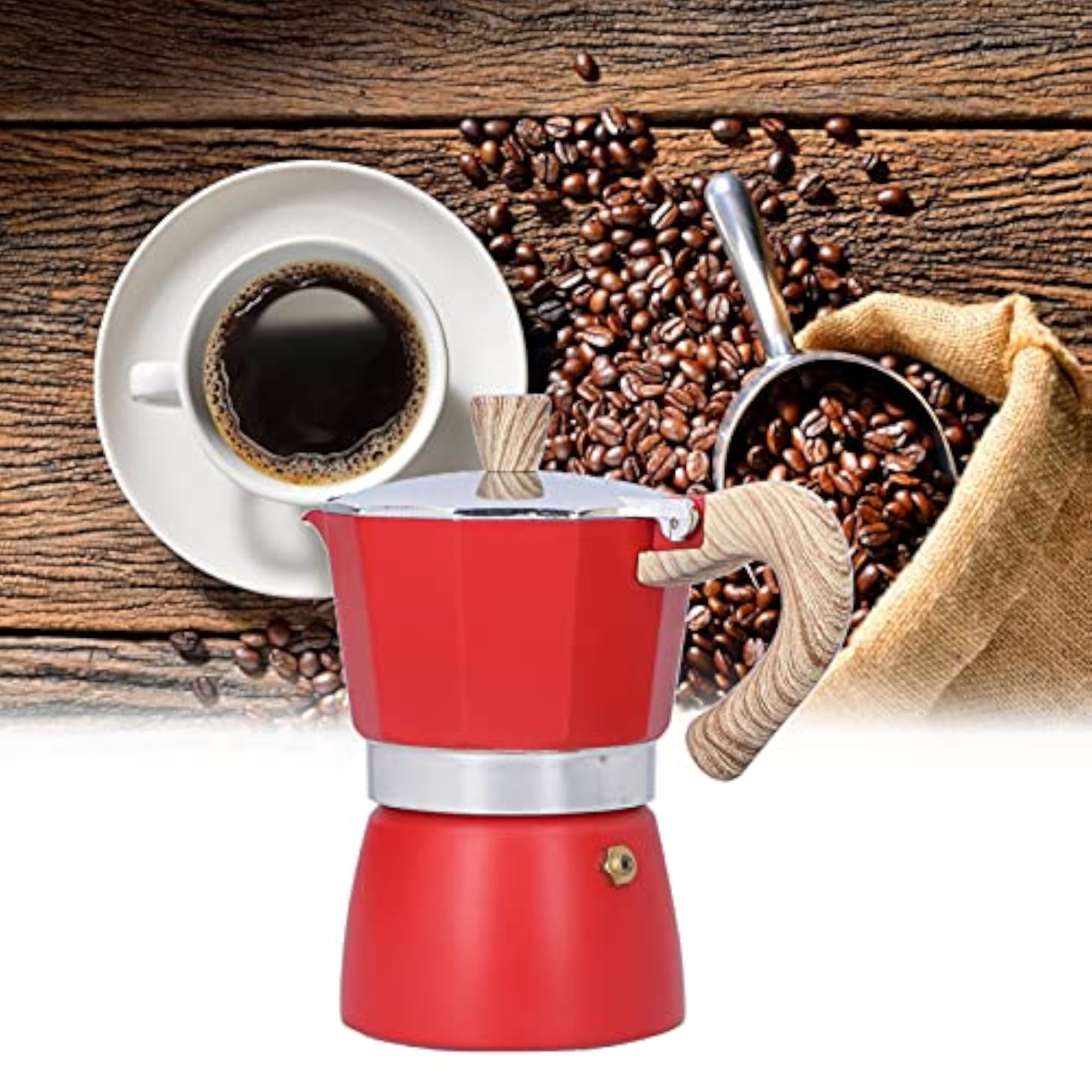 150ML Moka Coffee Maker Pot, Red Colour for Home Use