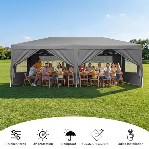 Panana 6x3m Pop-Up Gazebo with Side Panels - Waterproof Canopy Tent with Windows, 3 Adjustable Height Levels, Carry Bag Included (Grey) - Image 2