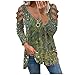 Italienische Mode Damen Oberte Sommer Mädchen Top Hemd Bluse Casual Rundhals Shirt Casual Rundhals Shirt Basic Shirts Pullover Tunika Tops Armeegrün #01 M