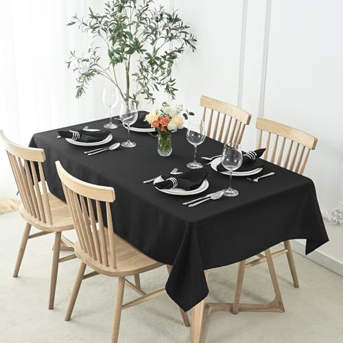 Image of maxmill Cloth Napkins 20 x 20 Inch Weaved Texture Pattern Soft Comfortable and Luxury Serviette for Restaurant Family Dinners Weddings Parties and Banquets Set of 4 Pieces, Black
