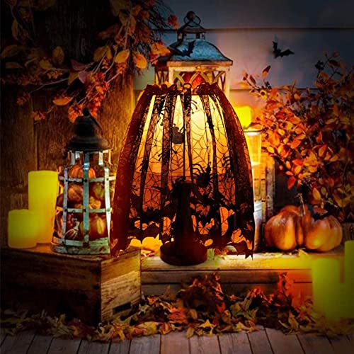 Orgrimmar 2 Pcs Halloween Spider Web Lamp Shades Topper Lace Cobweb Window Door Fireplace Mantle Scarf Cover With 2 Pcs Ribbon For Halloween Themed Party Decoration, 20" X 60" #TOP6