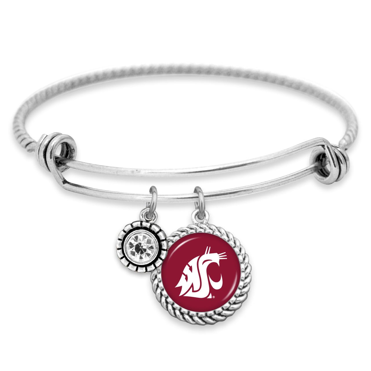 From the Heart Washington State Cougars Olivia Bracelet Silver Twisted Wire Jewelry Gift WSU