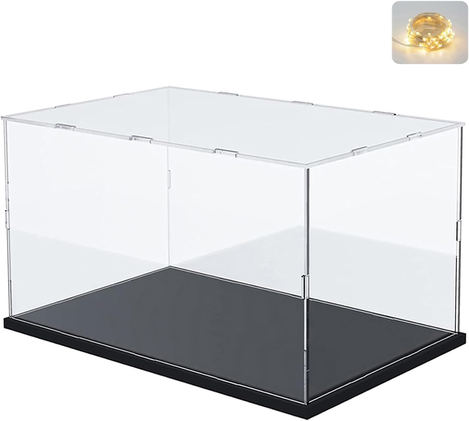 Clear Acrylic Display Case Display Box for Lego Fountain Garden 10359 for French Café 10362 for TIE Bomber for Football for Lego 75347 75387 76428 21270 75404 42205 42203, Black Inside 11.8x7.9x7.9in