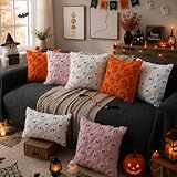 DFXSZ Halloween Pillow Covers 18x18 inch Set of 2 White Ghost Throw Pillow Cases Soft Plush Faux Fur Wool Couch Cushion Case for Chair Sofa Bedroom Living Room Home Decor PTK03A18