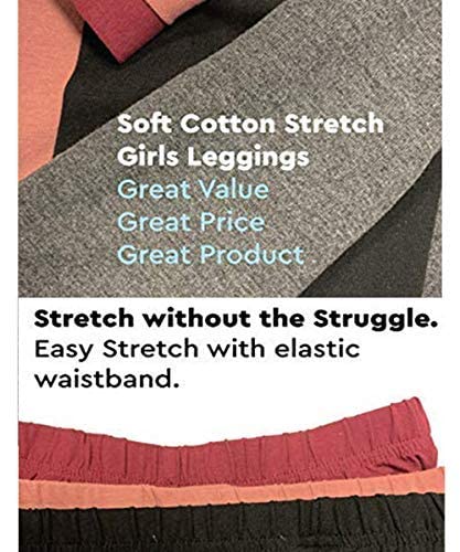 MISS POPULAR 3-Pack Girls Leggings Size 4-16 Soft Comfortable Cotton Spandex with Elastic Waistband Many Colors3