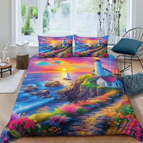 Ensemble de literie 3D imprimé océan en microfibre haute densité pour lit de 2 personnes - 2