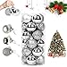 24 Bolas de Navidad Bolas de Decoración Navideña,Bolas Arbol de Navidad, Decoracion Arbol Navidad,Bolas de Navidad Adornos,para la decoración de la Fiesta de (Plata)
