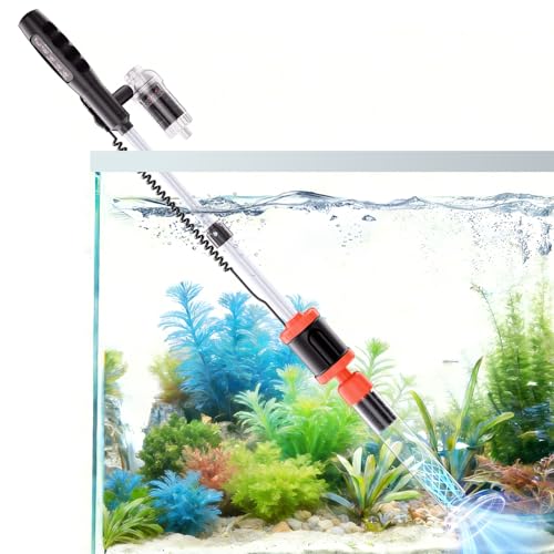 AKKEE Aquarium Vacuum Gravel Cleaner Handle Control, 8 in 1 Multifunctional 36W Electric Fish Tank Cleaner Vacuum for Automatic Water Change, Wash Sand, Water Circulation and Timed Off