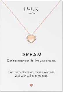 Collares de acero inoxidable mujer estrella | corazón | elefante con tarjeta frase DREAM, Joyas femeninas para regalar, amuleto de la suerte, regalo joyería, plateado, dorado y oro rosa