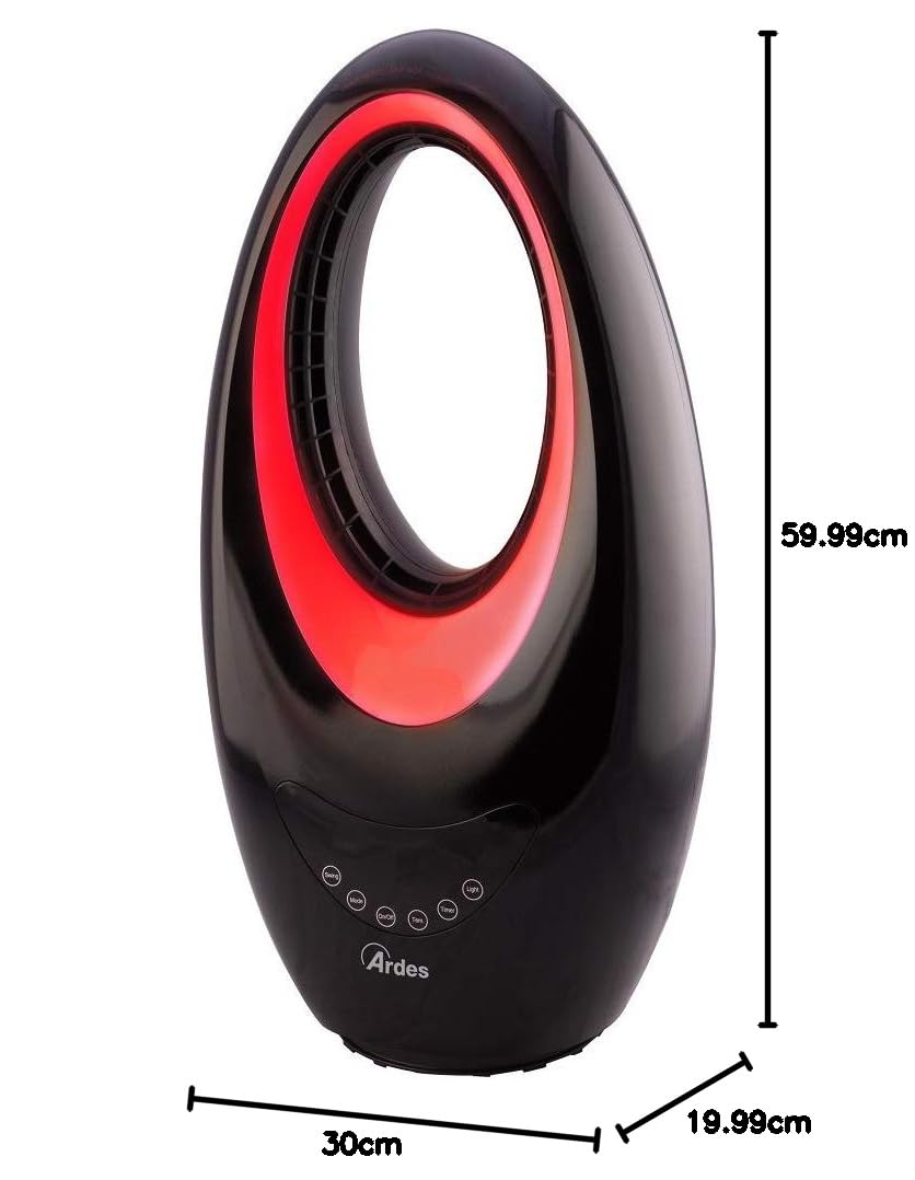 ARDES - AR4P04R SAURON Ventilo-convecteur céramique oscillant sans pale, Ventilo-convecteur, Ventilo-convecteur intelligent et silencieux avec écran tactile LED, minuterie 12h et veilleuse 4 couleurs