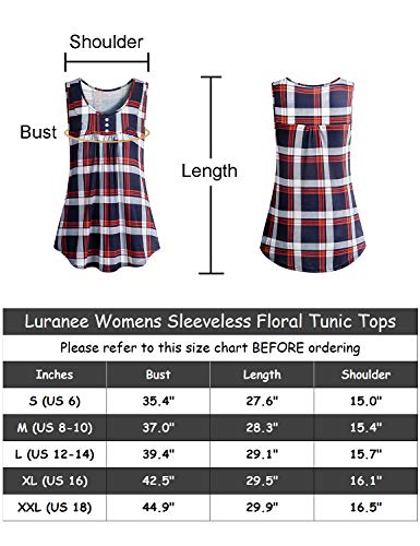 Luranee Sleeveless Blouses For Women, Dressy Plus Size Button Up Tank Tops Ladies Pleated Work Tunic Tops For Leggings Loose Trendy Pregnant Clothing Office Shirts Red 2Xl #TOP2