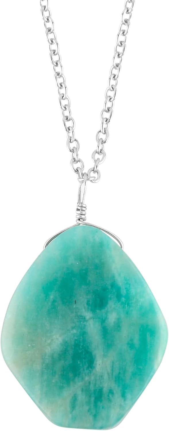 NJCRAFT Gemstone Handmade Pendant Necklace for Women |Natural Stone Healing Crystal Jewellery| Chain 16+2 Inch Adjustable | Gift Jewelry