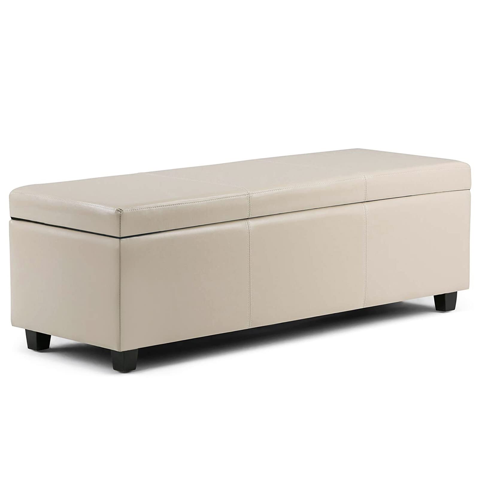 LMMIAOZ Modern Beige Leather Storage with Lift Top Tufted Foot Rest Stool and Coffee Table for Livingroom Bedroom 80x43x42cm