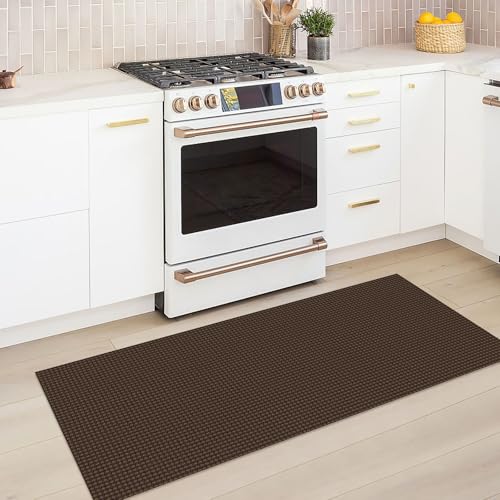 KOZYFLY Runners for Hallways 2x5 ft Washable Kitchen Runner Non Slip Rubber Backed Hall Runners Cotton Entryway Runner Rugs Floor Carpet for Indoor Backdoor Bedroom Kitchen, Reddish Brown/Coffee