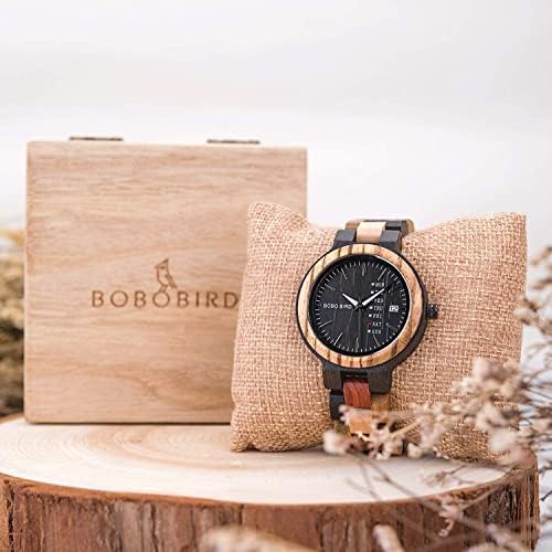 GUANKE Women Watches Wooden Colorful Bamboo Watches for Men Female with Week Date Display Handmade Natural Wood Casual Wirst Watches for Ladies Men Wrist Personalized Decor