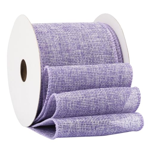 Fondersy 9-Meter Lt. Purple Burlap Ribbon Wired Burlap Ribbon, 75mm Width for Gift Wrapping Floral Arrangements