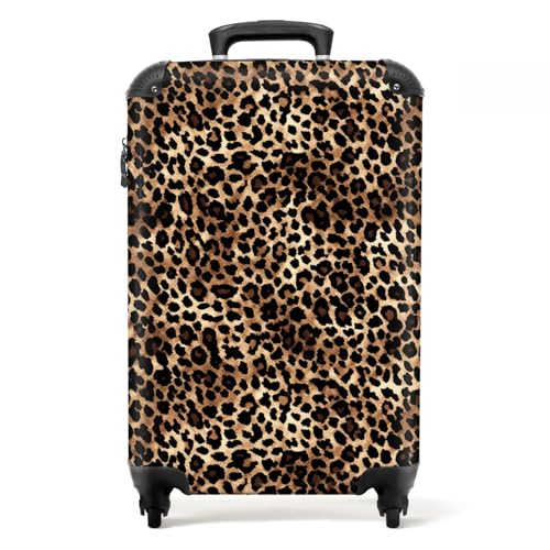 NoBoringSuitcases.com® Maletas de Viaje Cabina, Equipaje de Mano, Trolley con 4 Ruedas giratorias rotación de 360, Divertidas, TSA Cerradura, 10kg Avion, 55x40x20 cm Estampado De Leopardo