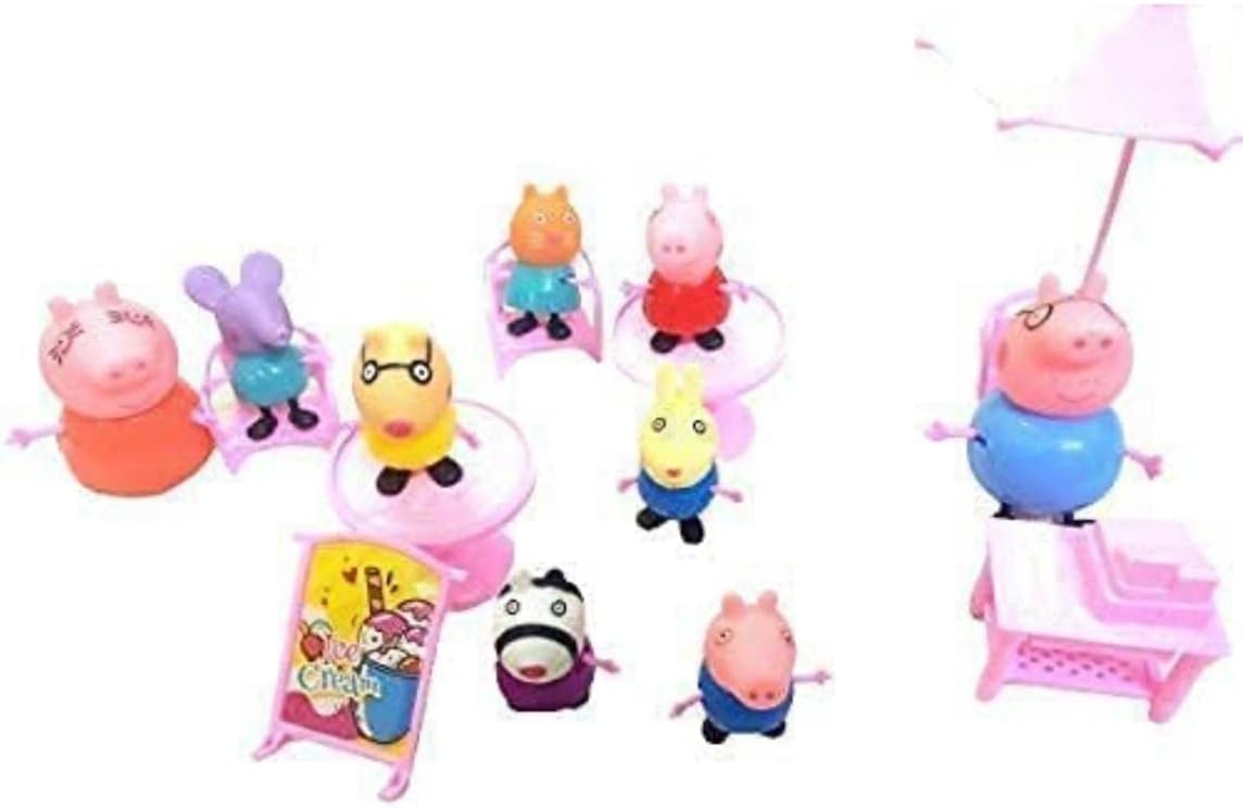 G.FIDEL Peppa Pig Family Toys 9 Pig Family Figure Set for Pretend Play