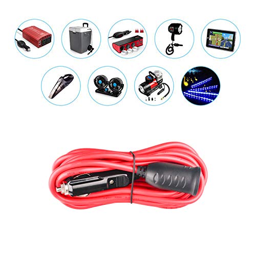 LDOPTO 12V 24V Heavy Duty 16 AWG 15A 20A Cigarette Lighter Adapter plug Power Supply dc extension cord inverter cables with 3.7 Meter 12.1 Feet Cable Wire For Car Inverter,Air Pump, Electric Cup