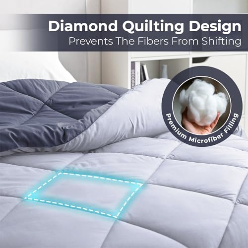Image of Story@Home Reversible Comforter Set Double Bed 220 GSM Microfiber Reversible Blankets for Winter /Quilt /Duvets for King Size Double Bed Comforter (90X100 Inches, Blueberry & Lavender)