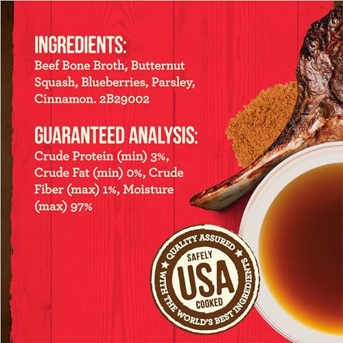 Image of Merrick Grain Free Beef Bone Broth Dog and Cat Food Topper, Premium Grain-Free Complement, 16 oz. Pouch