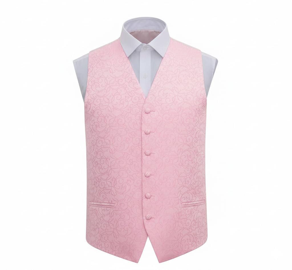 Dqt Baby Swirl Wedding Waistcoat - 38" Pink